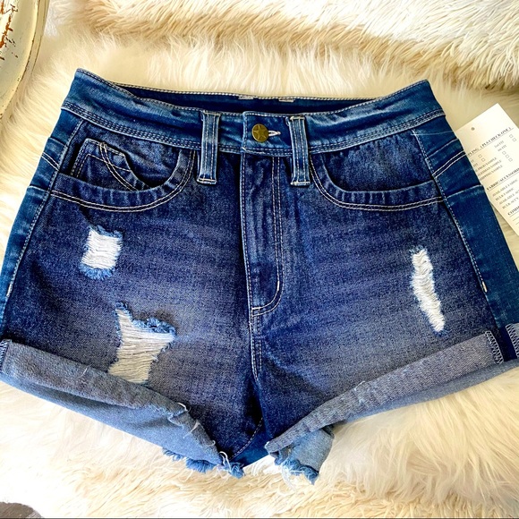 Jean distressed blue stretch shorts - Picture 3 of 9